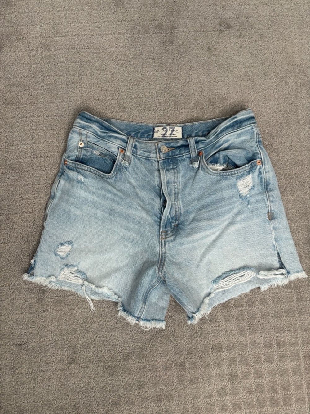 We The Free Light Blue Distressed Denim Cutoff Shorts